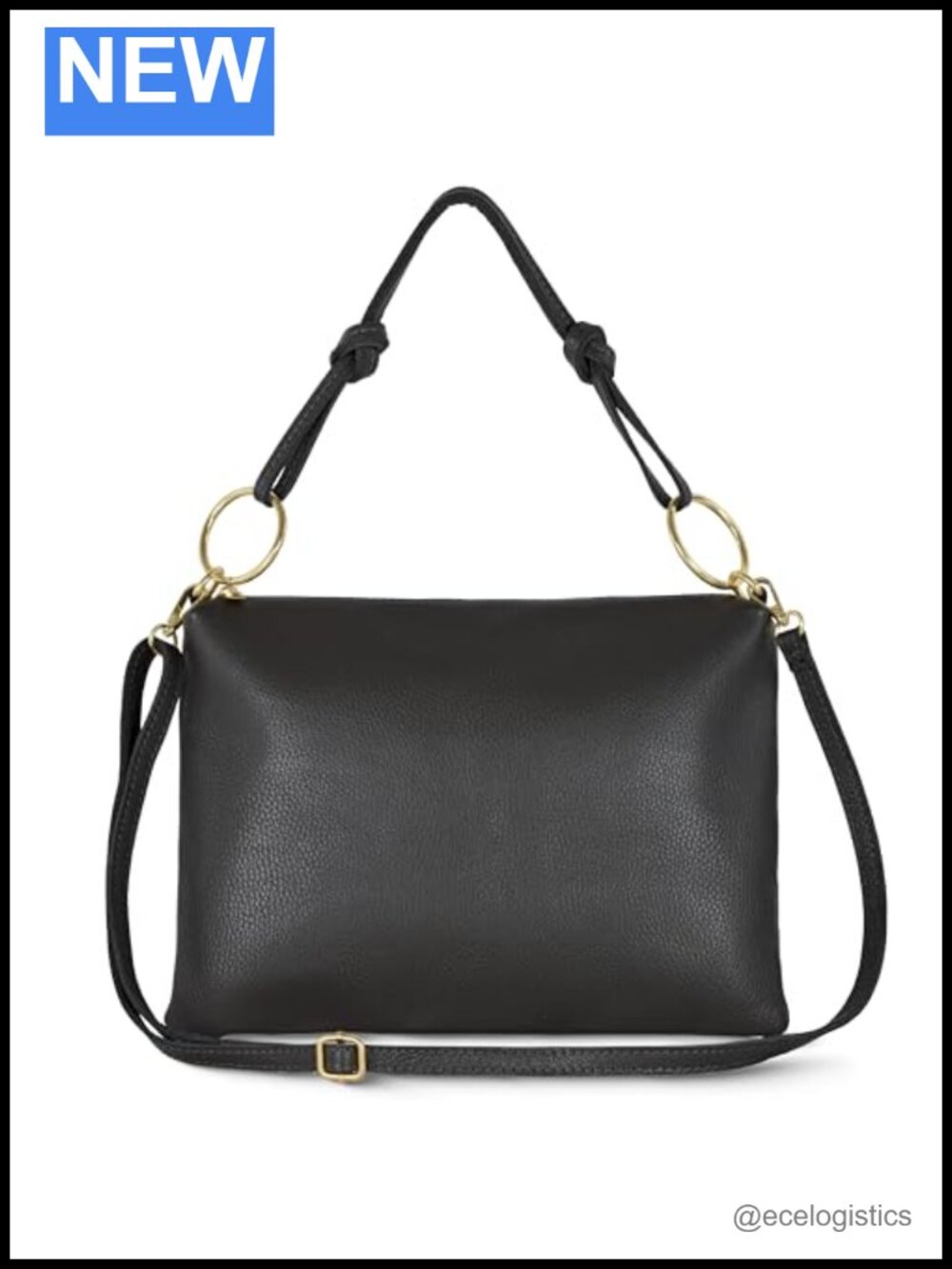 Italian Genuine Leather Shoulder Bag Women Rectangular Purse Zipper Crossbody